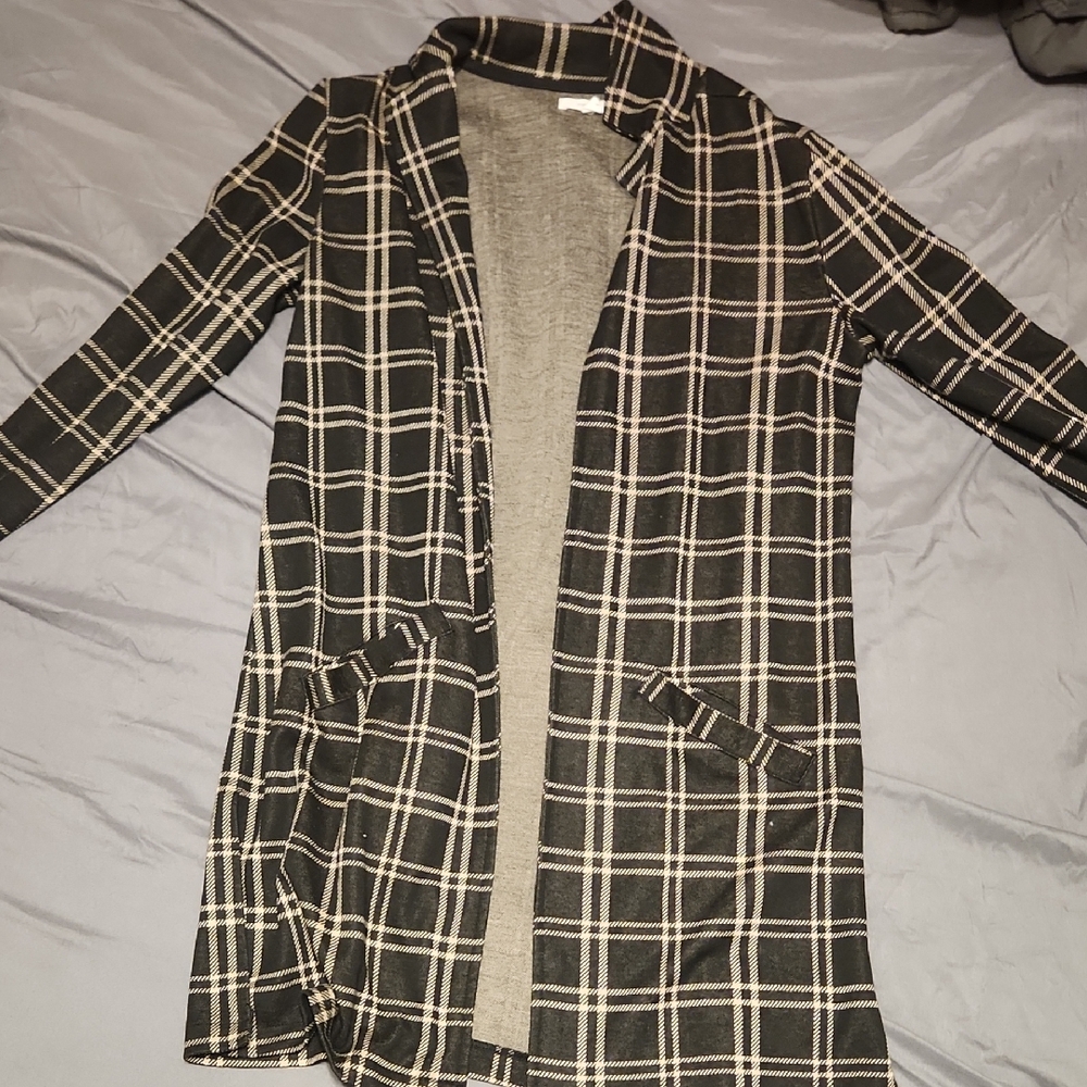 Maurices Black and Cream Plaid Blazer